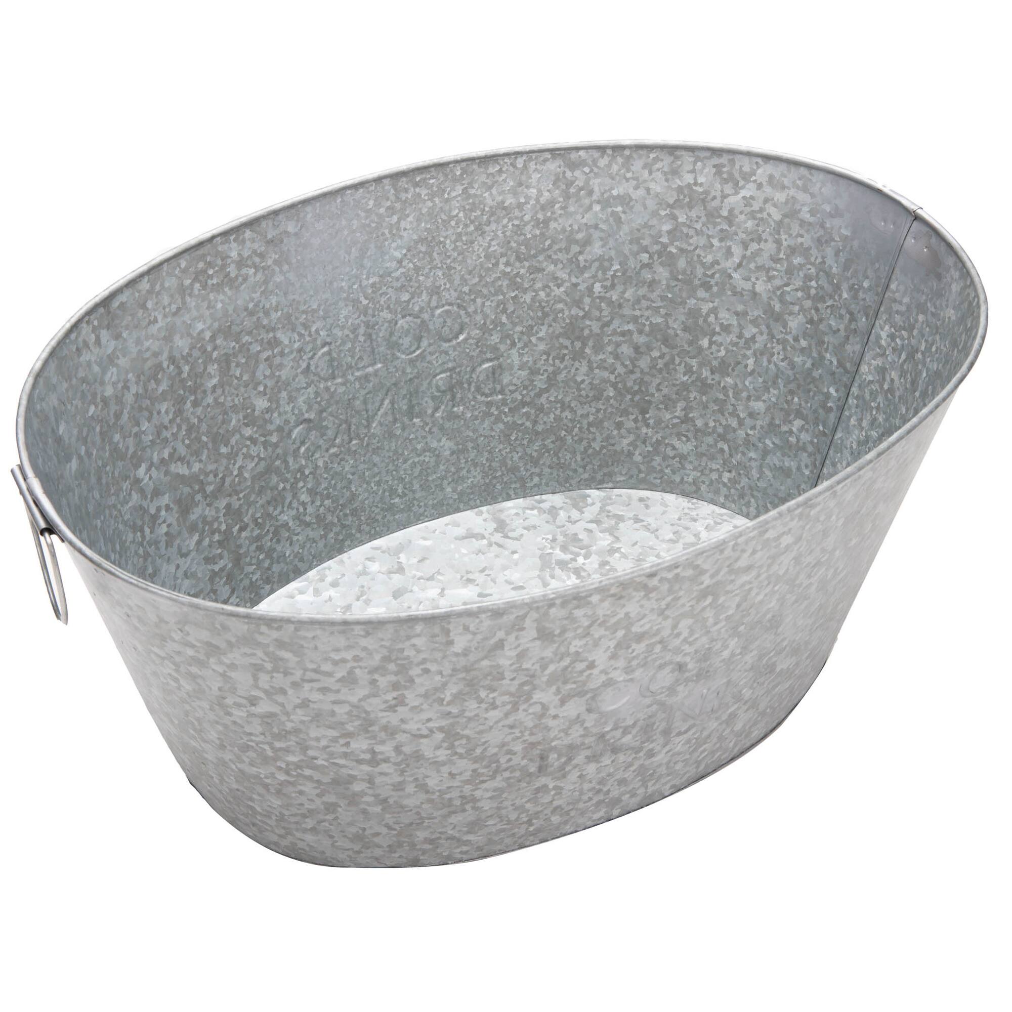 Mind Reader 12'' Large Round Galvanized Steel Beverage Tub with Handles